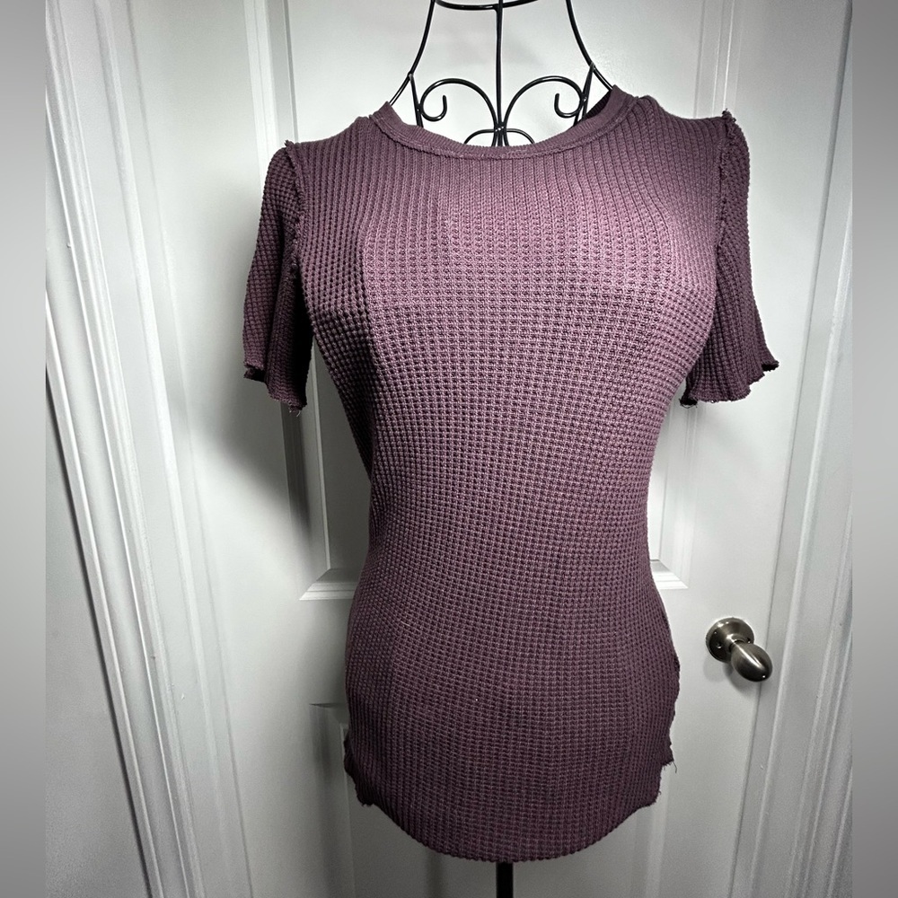 Paper Label Women's Purple Waffle‎ Knit Top